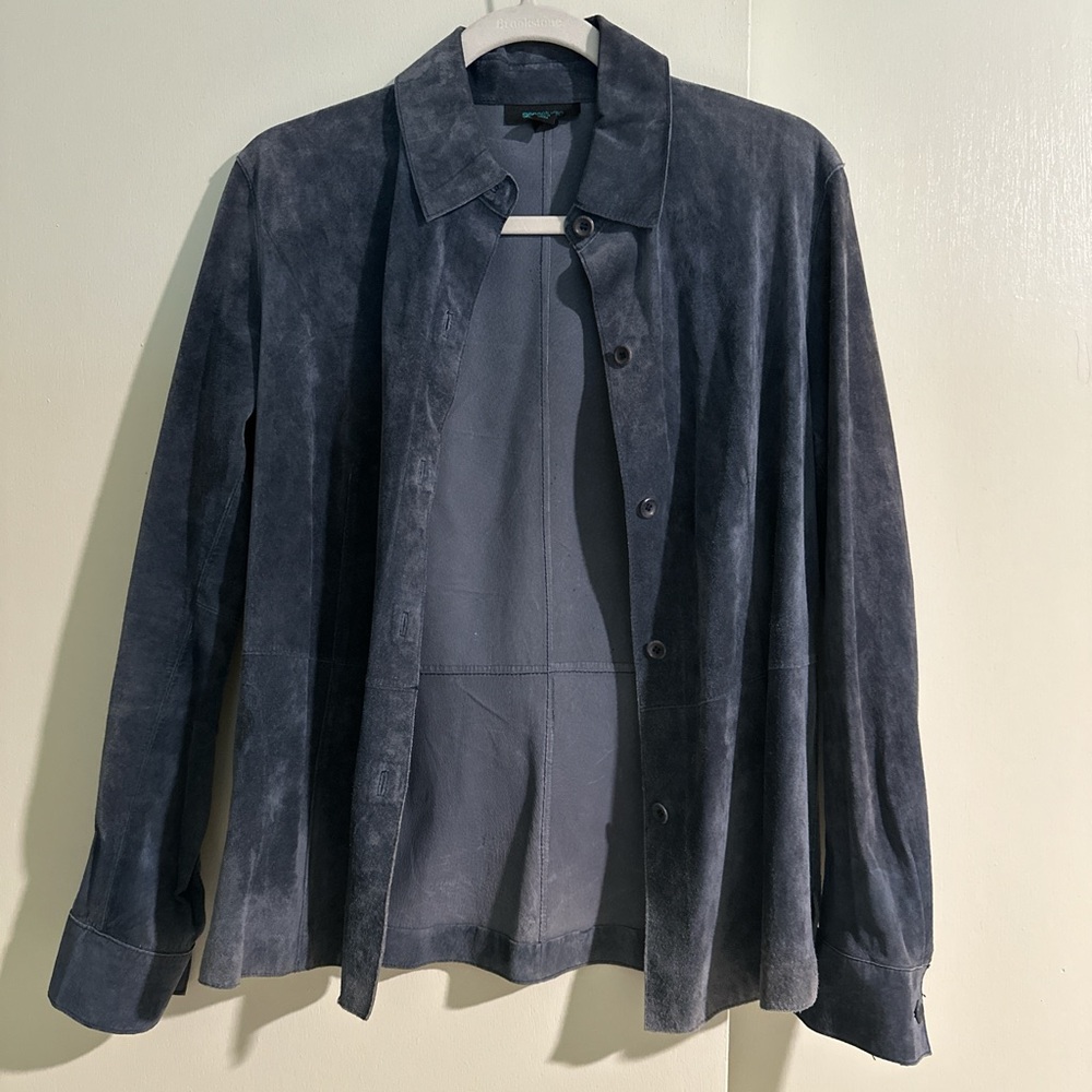 Vintage Siena Studio Suede Leather Button Up Hourglass Long Sleeve Shirt Jacket